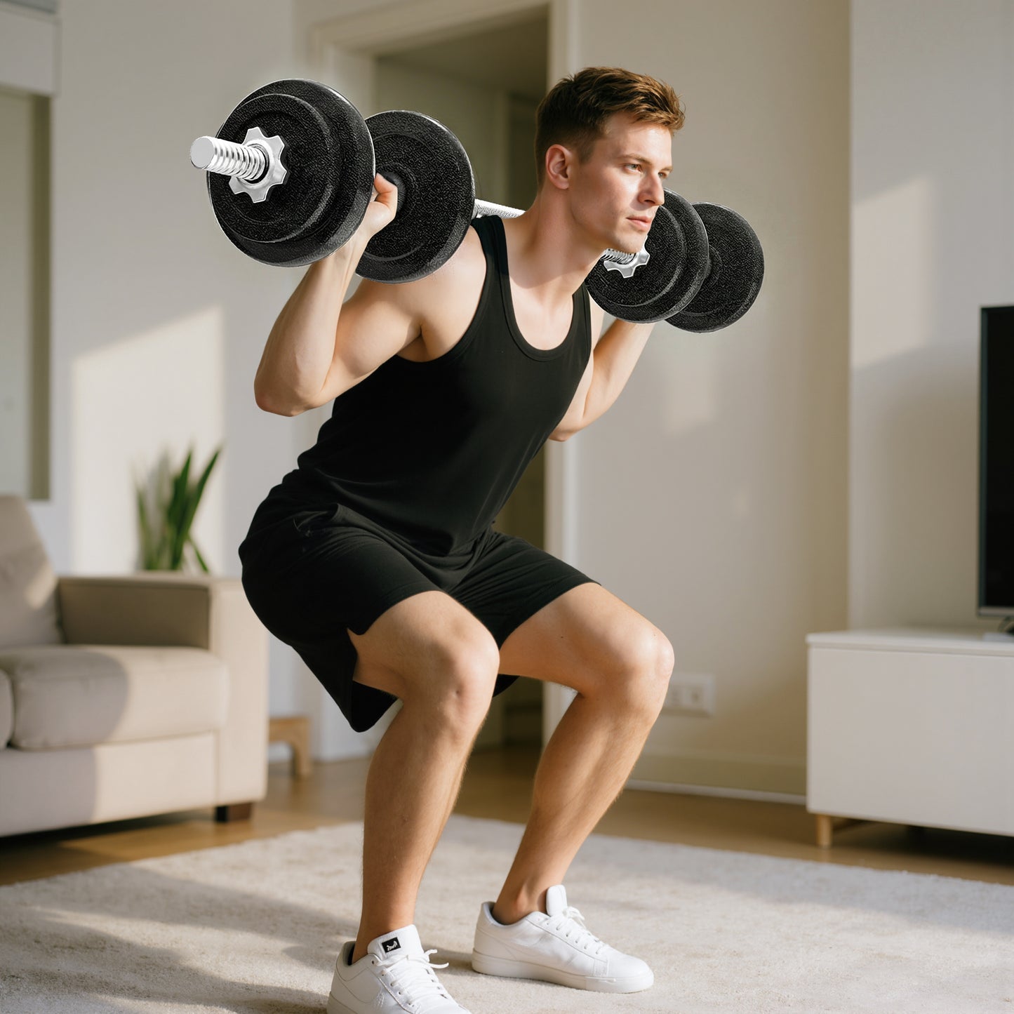 SPORTNOW 2-in-1 Adjustable Dumbbells Set, 20kg Cast Iron Weights Dumbbells Set with Non-Slip Grip for Strength Training, Weight Lifting, Bodybuilding, Home Gym Workout Equipment for Men & Women
