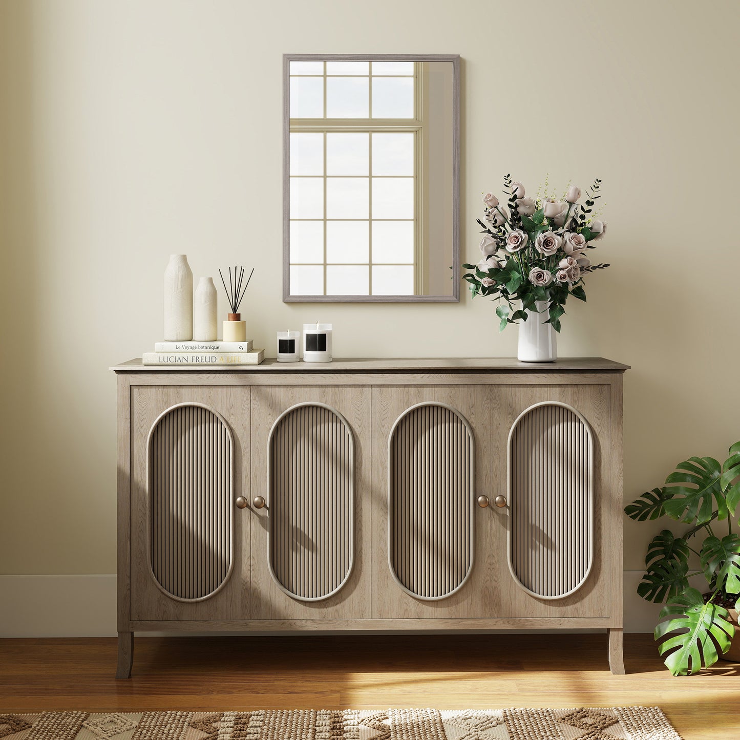 HOMCOM Wall Bathroom Mirror, 50 x 70 cm Wall-Mounted Mirror for Living Room, Bedroom, Hallway, Grey