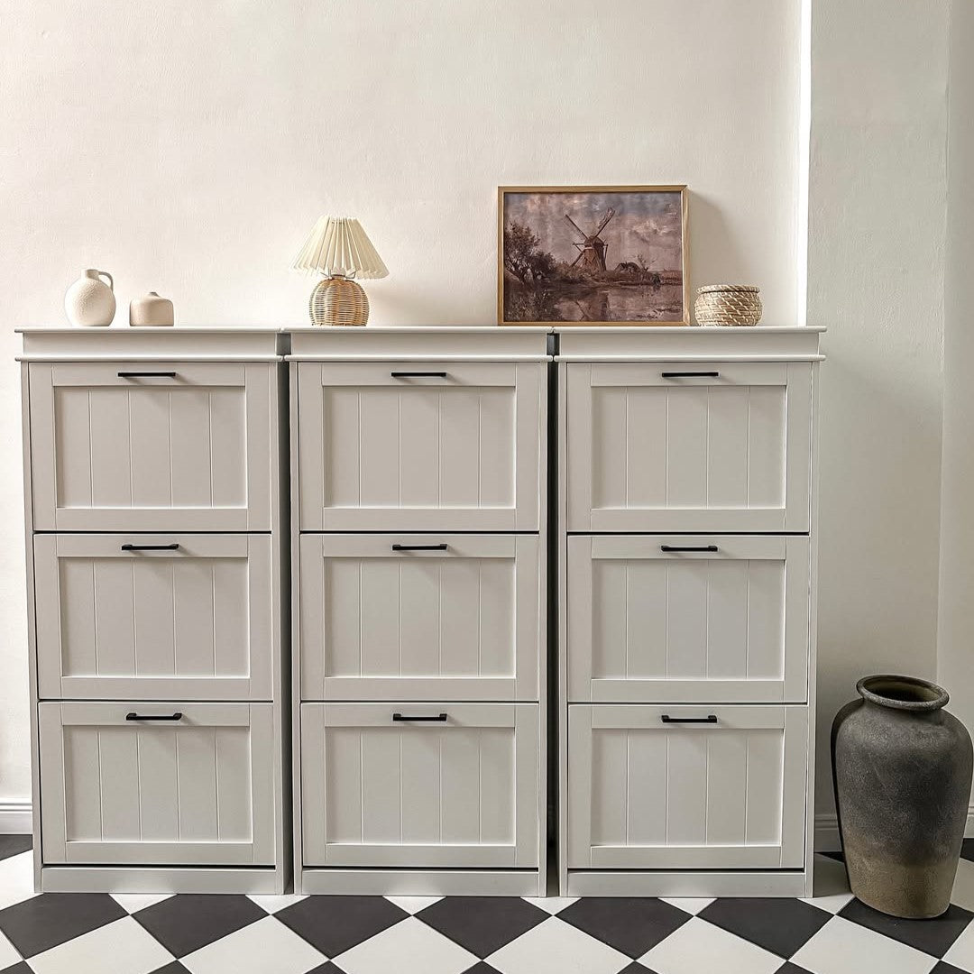 HOMCOM Three-Drawer Minimalistic Shoe Storage Cabinet, for 15 Shoes