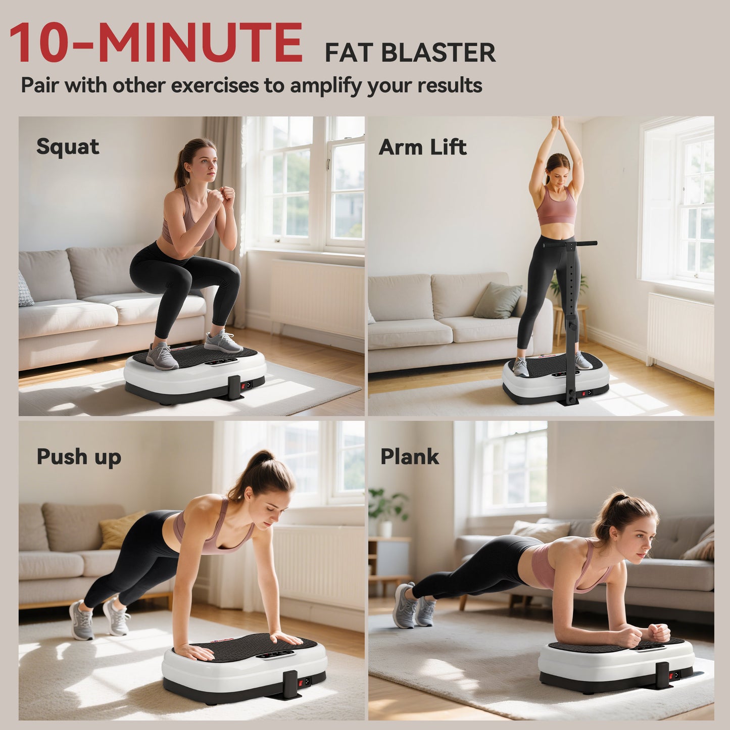 SPORTNOW Vibration Plate, with Adjustable/Removable Handle, Preset Modes, 50 Speeds