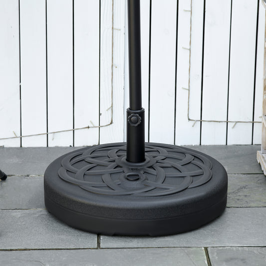 Outsunny Garden Parasol Base Holder, Outdoor Market Umbrella Stand Weight with Built-In Handle, 25kg Water or 35kg Sand Filled, Black--ChewyGames-ChewyGames