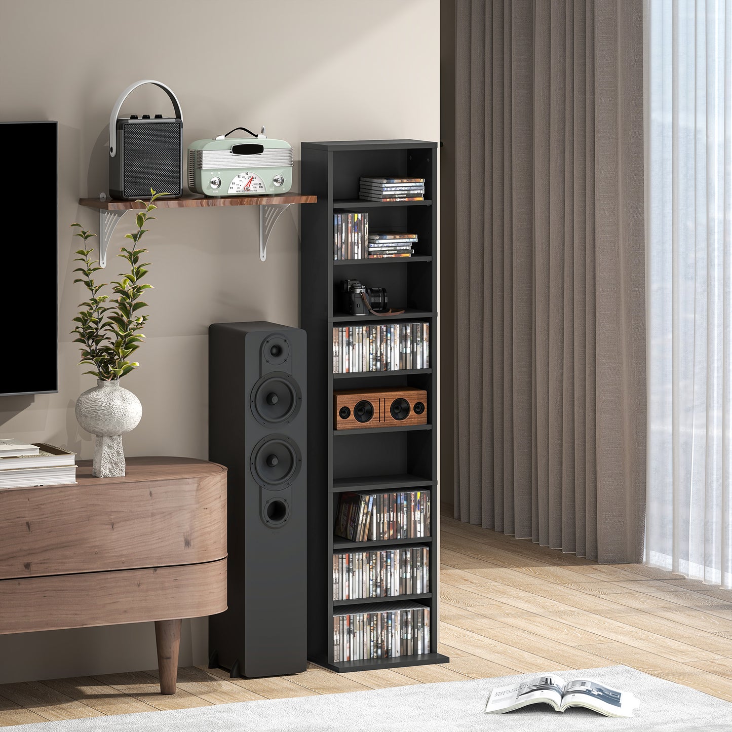 HOMCOM 260 Narrow CD Storage Unit - Black