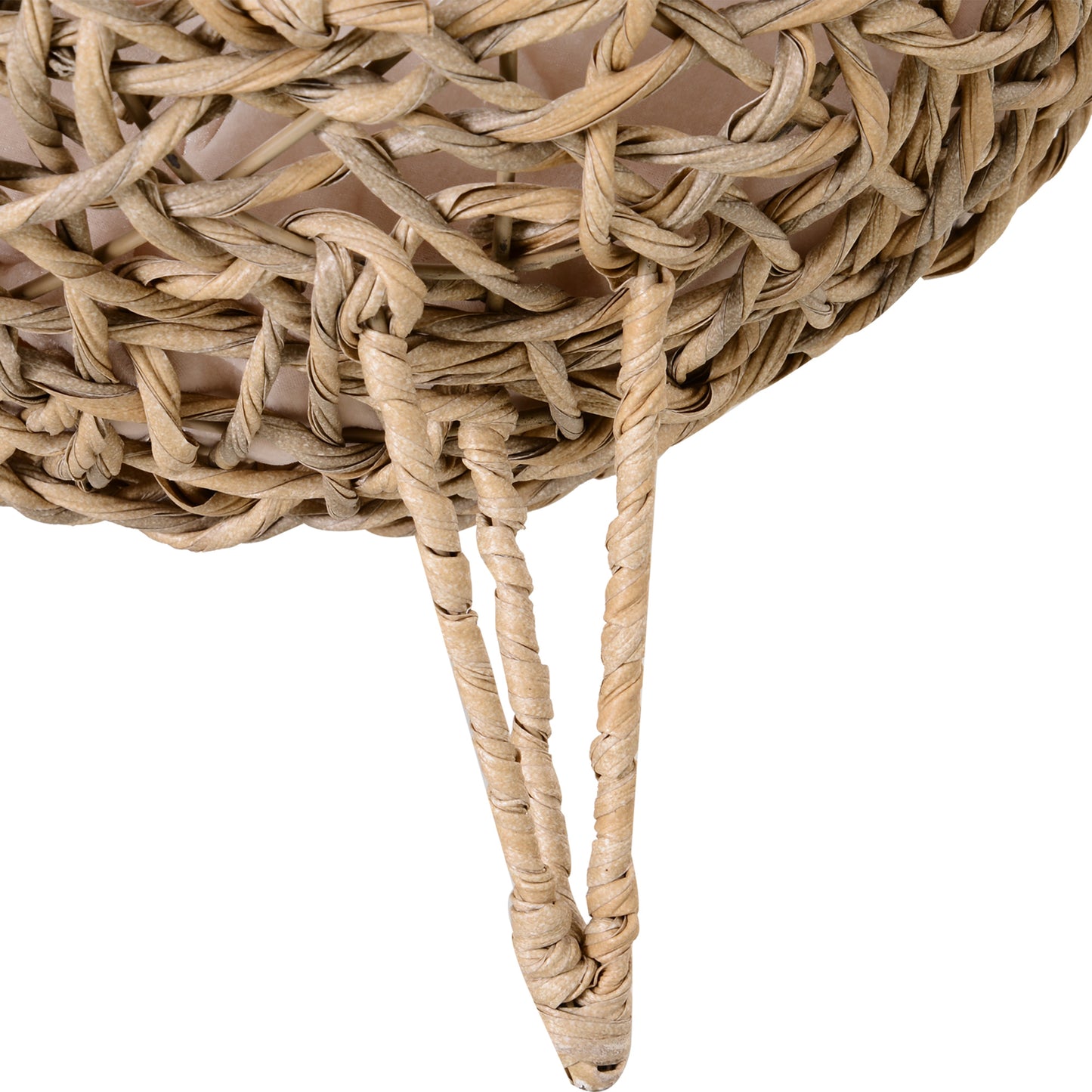 PawHut Rattan Elevated Cat Bed House Kitten Basket Ball-Shaped Pet Furniture w/ Removable Cushion - Natural