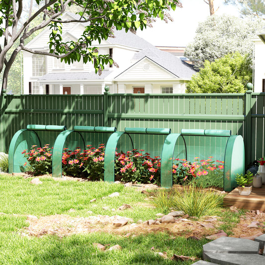 Outsunny 395 x 100 cm Low Tunnel Greenhouse - Green