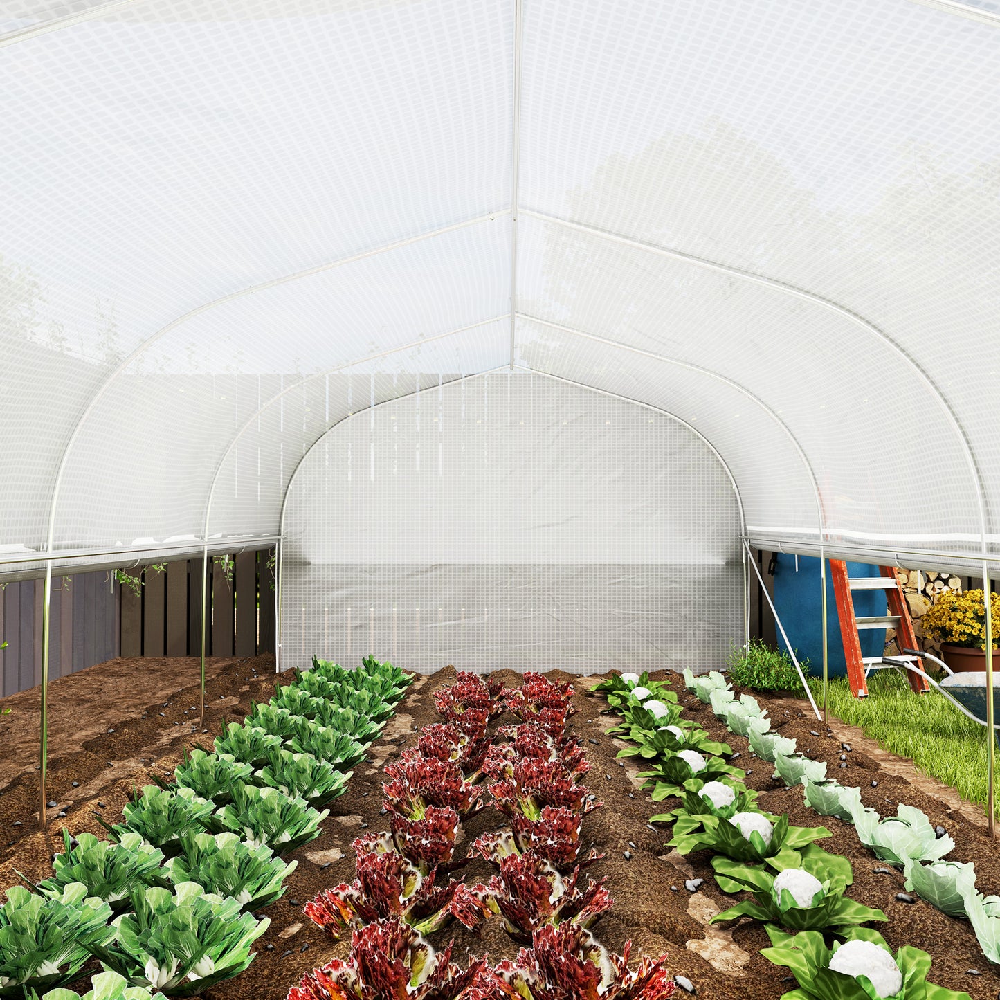 Outsunny 19.5 x 9.8ft Tunnel Greenhouse, with Accessories - White
