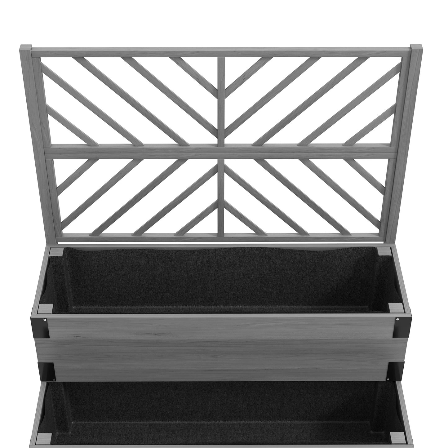 Outsunny Raised Garden Bed with Trellis, 2-Tier Wooden Elevated Planter Box for Vegetables, Flowers, Herbs, Grey--ChewyGames-ChewyGames