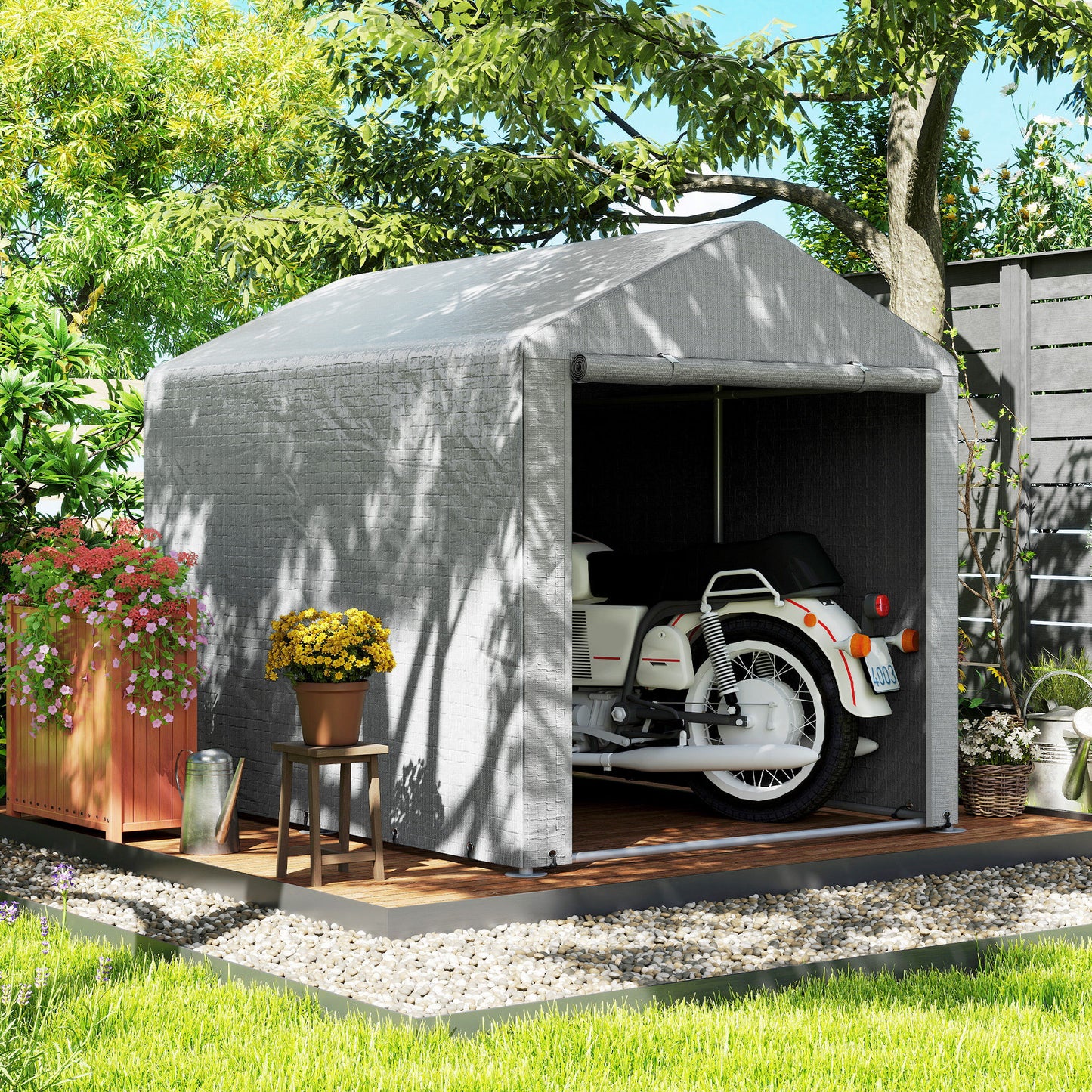 Outsunny 2.2 x 1.6 m Outdoor Storage Tent, with Accessories - Light Grey