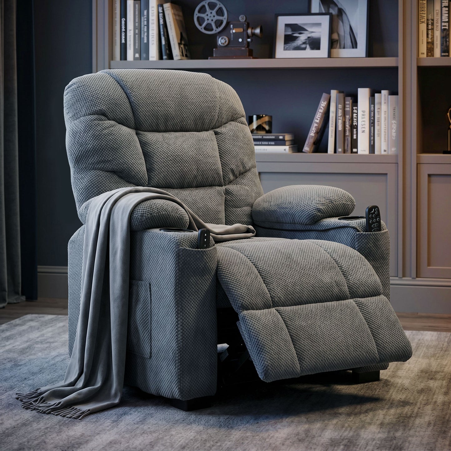 HOMCOM Recliner Armchair with Vibration Massage, Heat, Whisper-Quiet Motor, Memory Function, Power Reclining Chair, Dark Grey