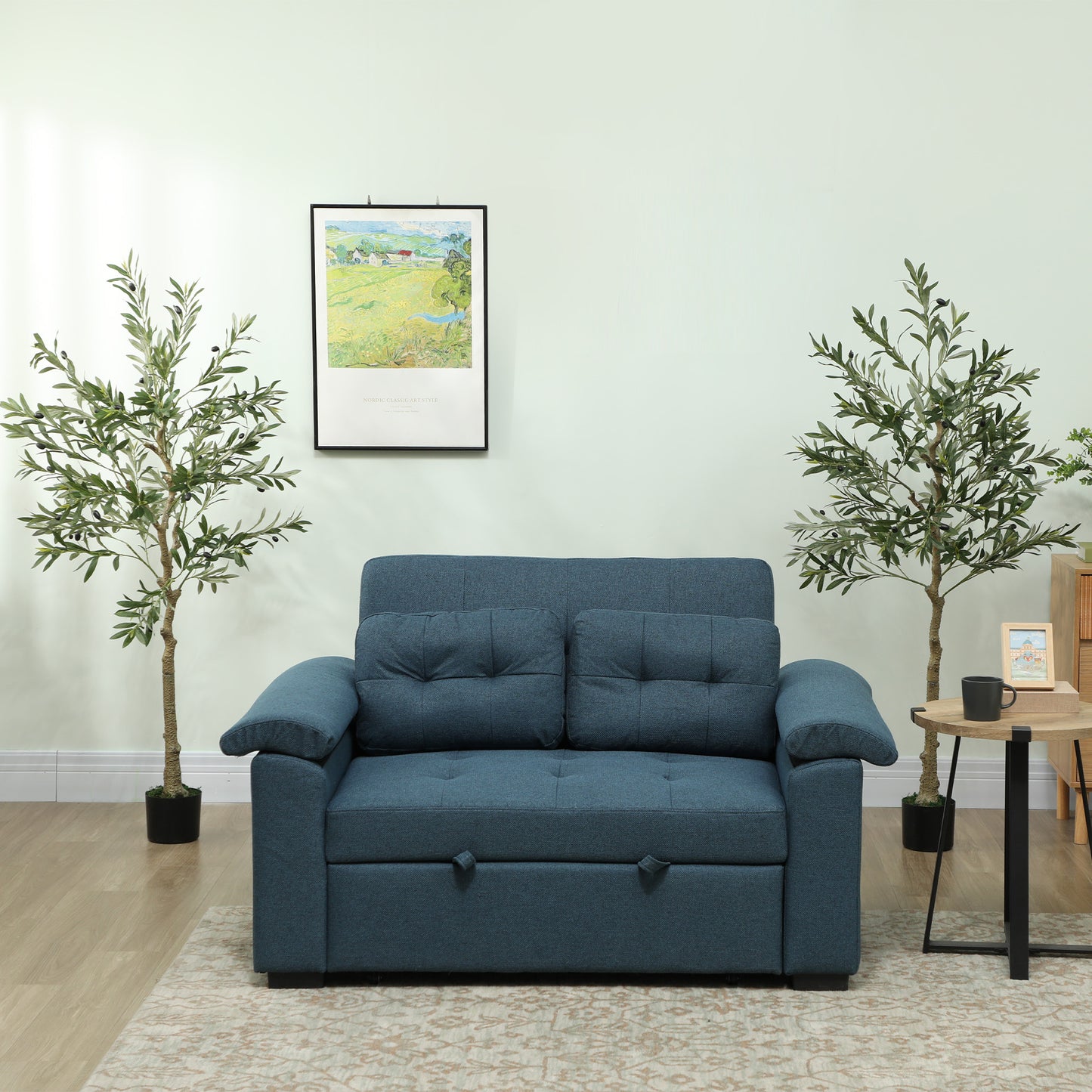 HOMCOM Set of Two Silk Leaf Artificial Olive Trees