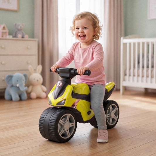 AIYAPLAY Balance Bike with Music Extra-Wide Wheels Toddler Bike for Boys Girls Green