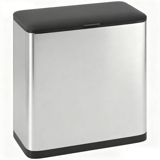 HOMCOM 8L Hanging Kitchen Bin, Rubbish bin with Lid and Removable Inner Bucket for Under Cabinet Door, Under Sink, Office