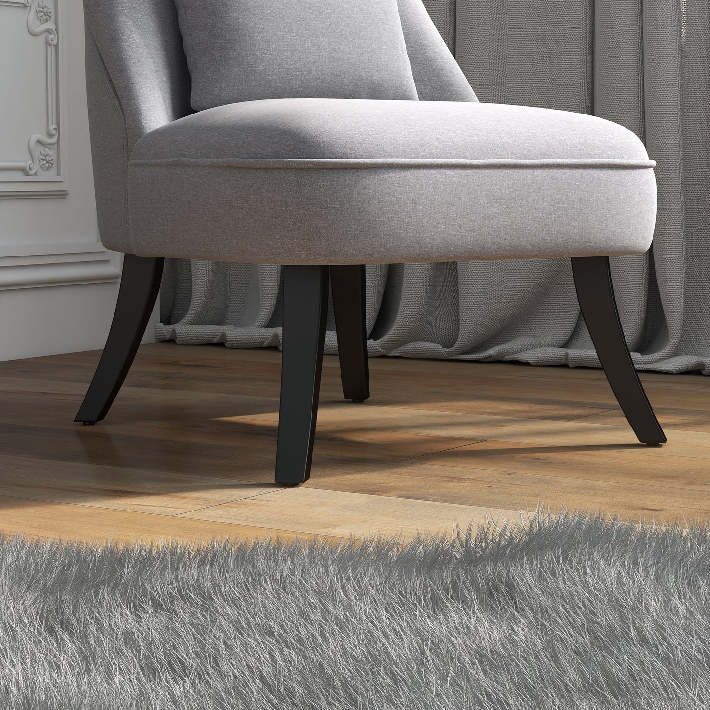 HOMCOM Tub Chair, Armless Single Sofa, Modern Button Tufted Armchair, Upholstered Linen Fabric Longue Accent Chair for Living Room, Bedroom, Set of 2, Grey