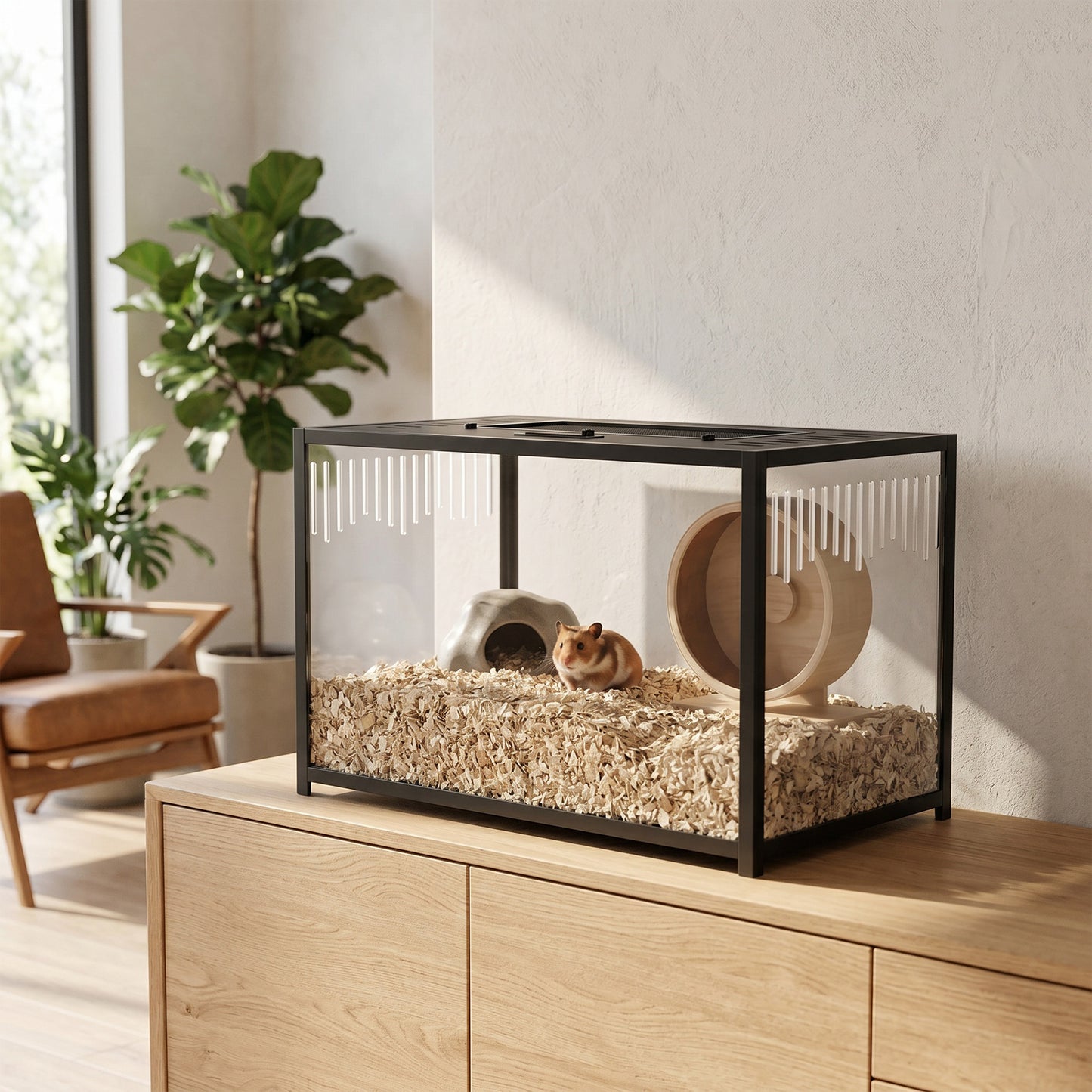 PawHut Hamster Cage, Chewproof Metal Rat Cage with Deep Base, Openable Top for Syrian Dwarf Hamster, Gerbil, 80 x 45 x 50.5 cm