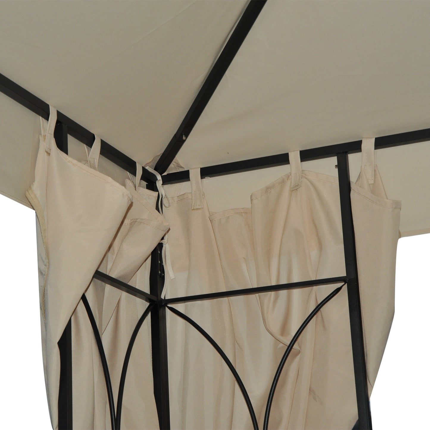 Outsunny 3 x 3 m Garden Gazebo Double Roof Marquee Patio Wedding Party Tent Canopy Shelter with Sidewalls, (Beige)