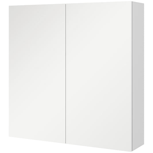 kleankin Bathroom Mirror Cabinet, Wall Mounted Bathroom Storage Cupboard with Adjustable Shelf, 60W x 15D x 60Hcm, High Gloss White-Medicine Cabinets-ChewyGames-ChewyGames