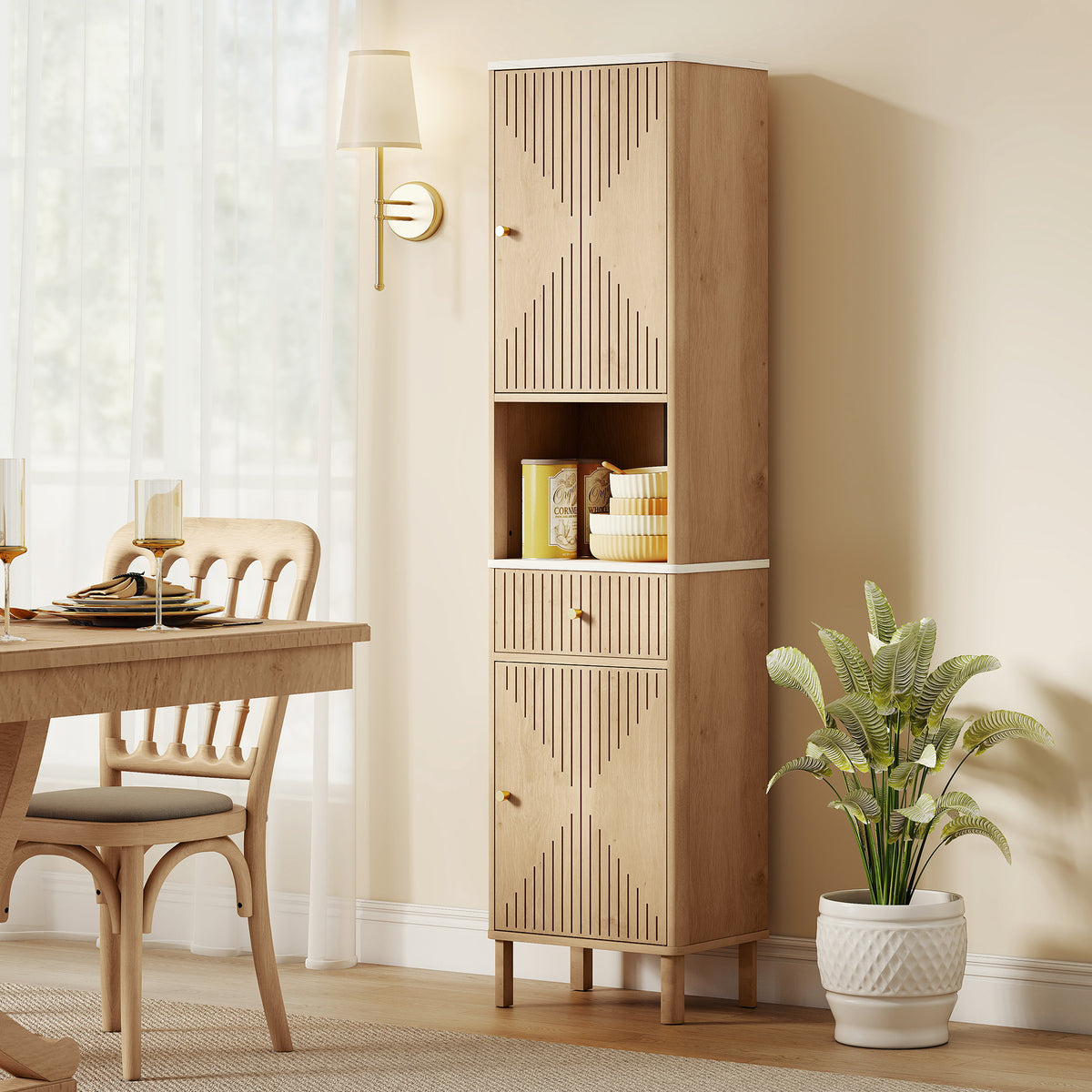 HOMCOM Slim Bathroom Cabinet with Silent Drawer Rail for Scandinavian, Japanese Styles - Wood-Effect-Bathroom Cabinets-ChewyGames-ChewyGames