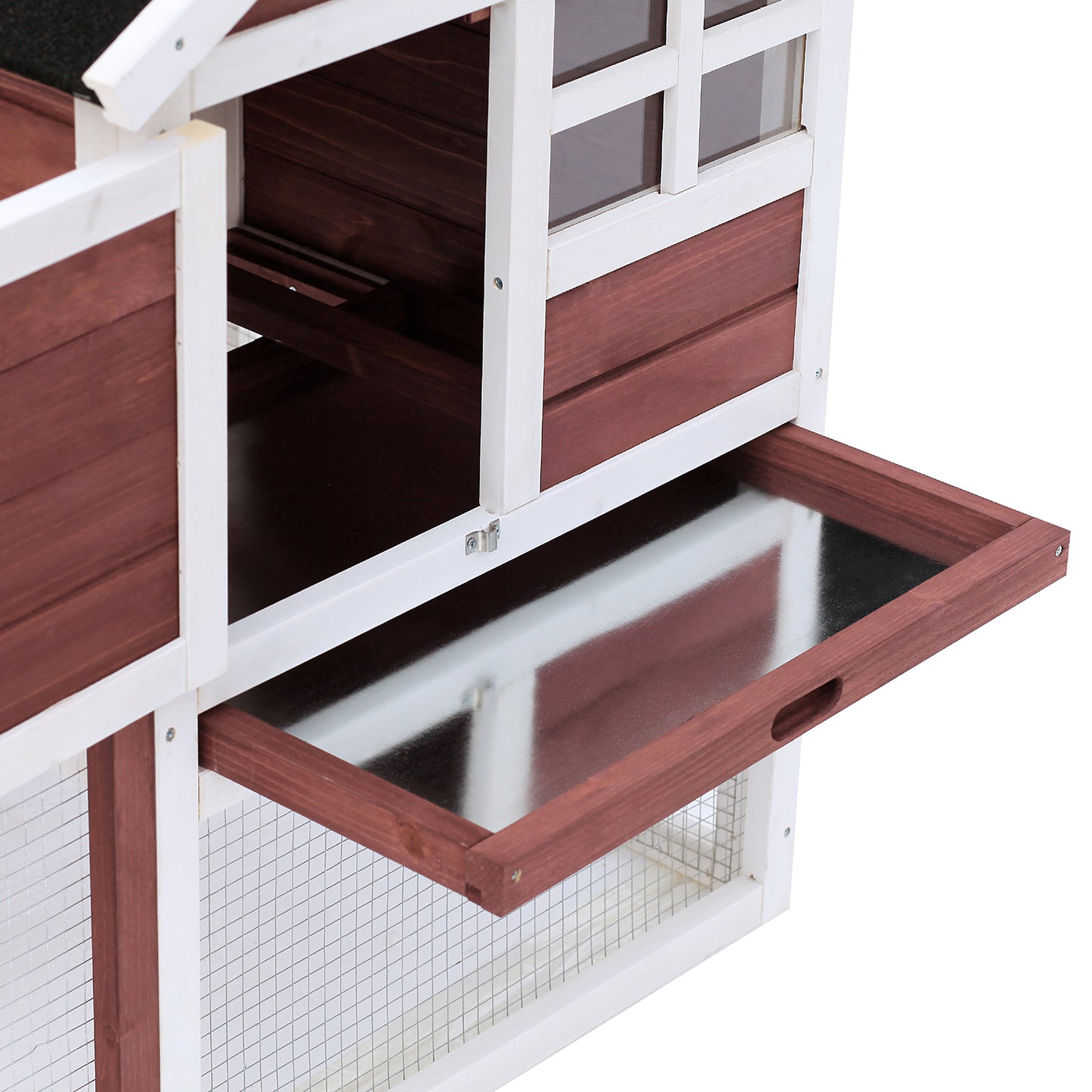 PawHut Rabbit Hutch Outdoor Wooden Guinea Pig Hutch Rabbit Run Bunny Cage Small Animal House Pull-Out Tray, Brown, 124 x 63 x 93 cm