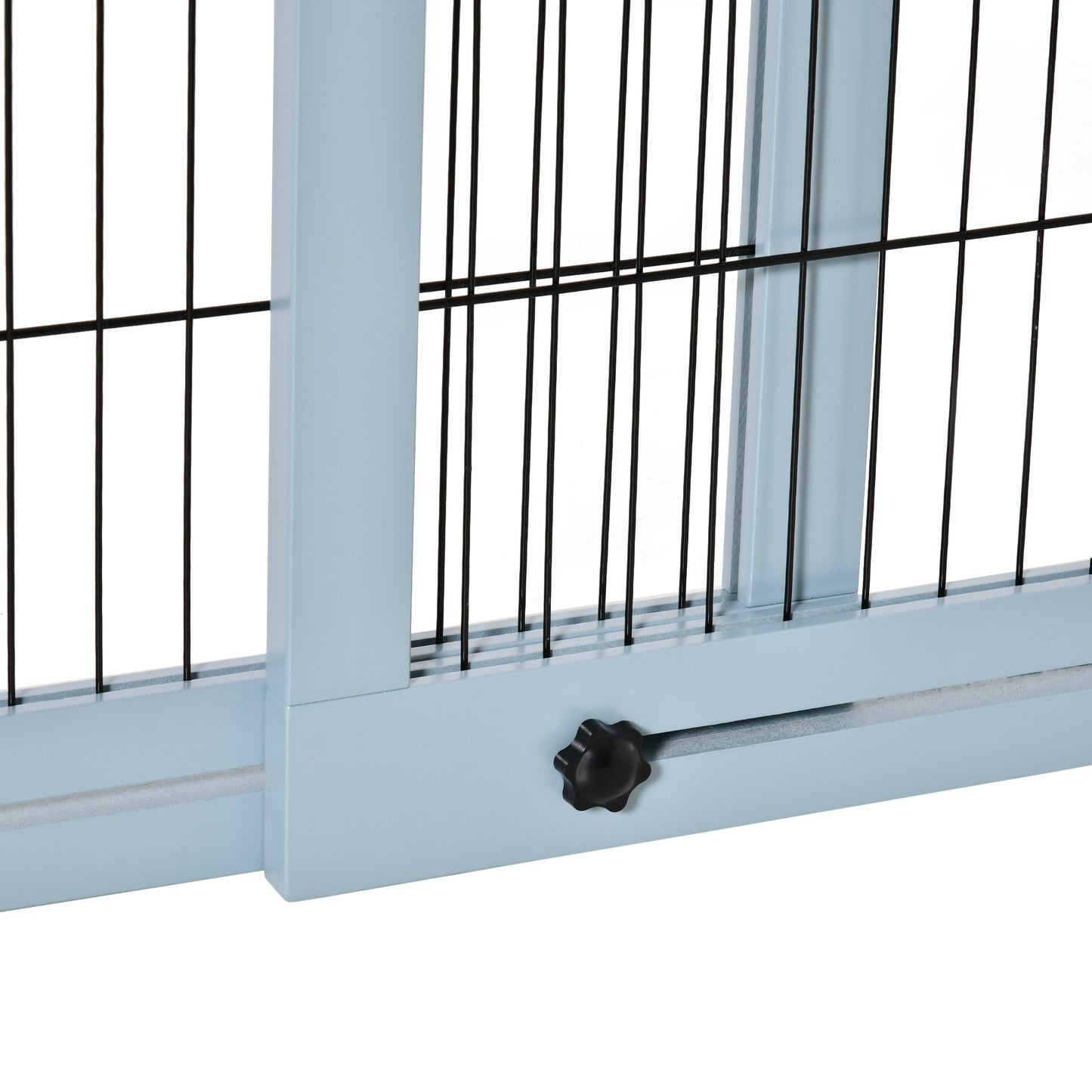 PawHut Freestanding Dog Gate, Foldable Pet Fence, Indoor Wood Barrier, Stair Gate with Support Feet, for Doorway, Hallway, Small and Medium Dogs, 69H x 104-180 cm, Blue-grey