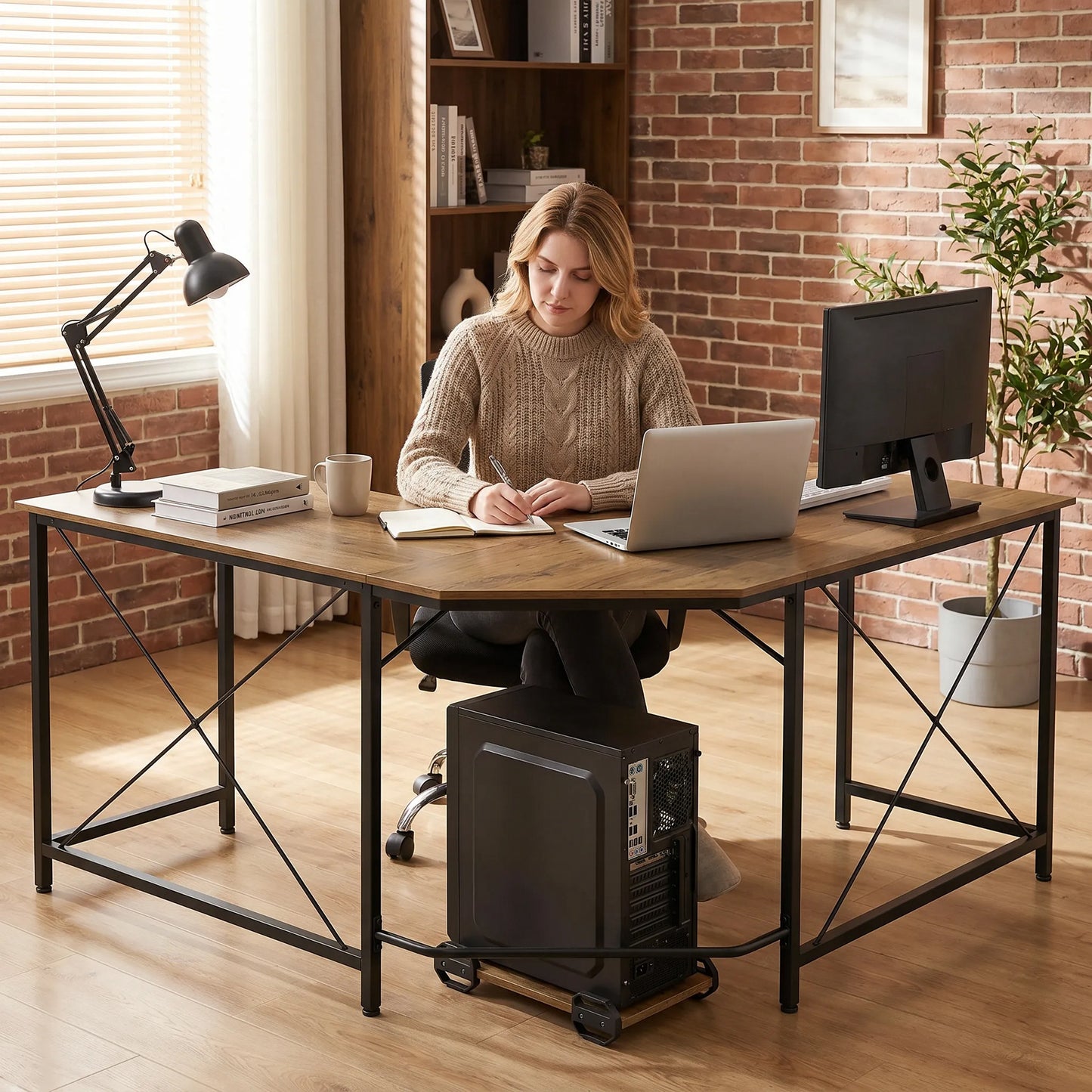 HOMCOM Corner L-Shape Computer Desk PC Workstation Writing Gaming Table Home Office