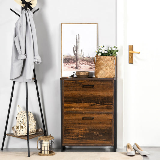 HOMCOM 12-Shoe, Two-Door Storage Cabinet - Wood-Effect--ChewyGames-ChewyGames