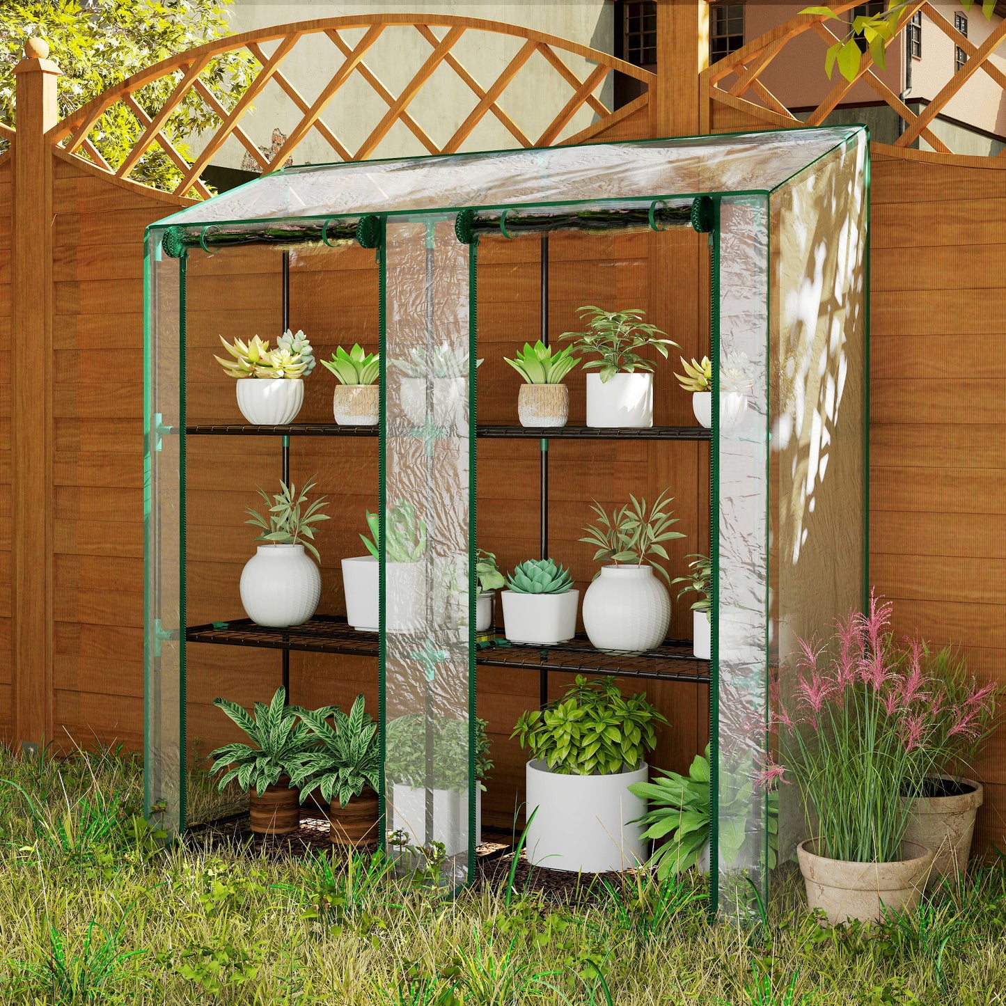 Outsunny 46 x 143cm Three-Shelf Mini Greenhouse - Clear