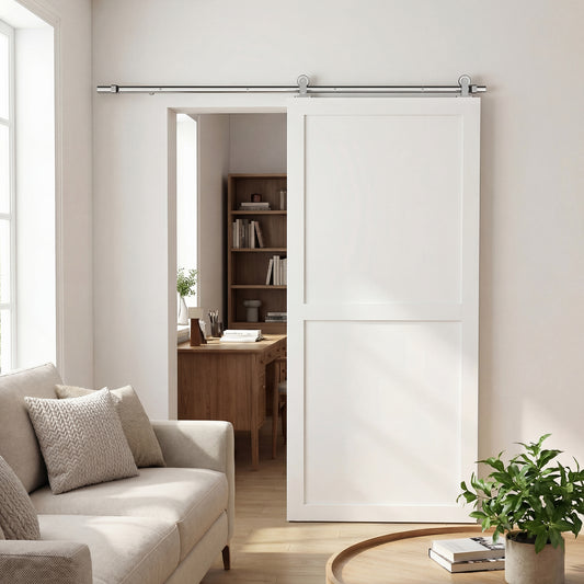 HOMCOM Sliding Door Hardware Kit Smooth Quiet 304 Stainless Steel for 180cm Track Sliver Tone