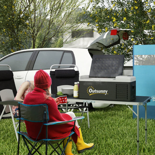 Outsunny 16L Portable Car Fridge, -20°C to 10°C Adjustable Temperature - Black/Grey