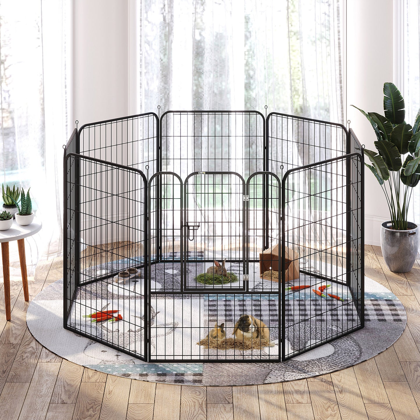 PawHut 8 Panels Heavy Duty Puppy Playpen, for Large, Medium Dogs, Indoor and Outdoor Use - Black