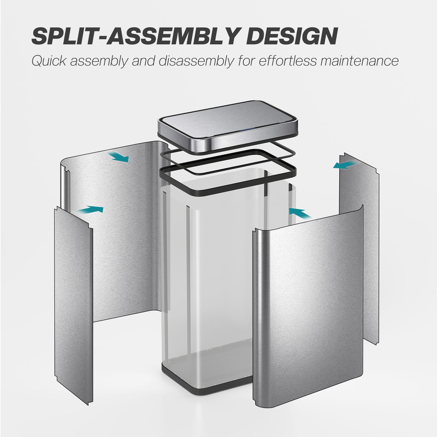 HOMCOM 60 L Sensor Can, Sensor Bin with Soft-Close Lid, Fingerprint-Proof Stainless Steel, Silver Tone