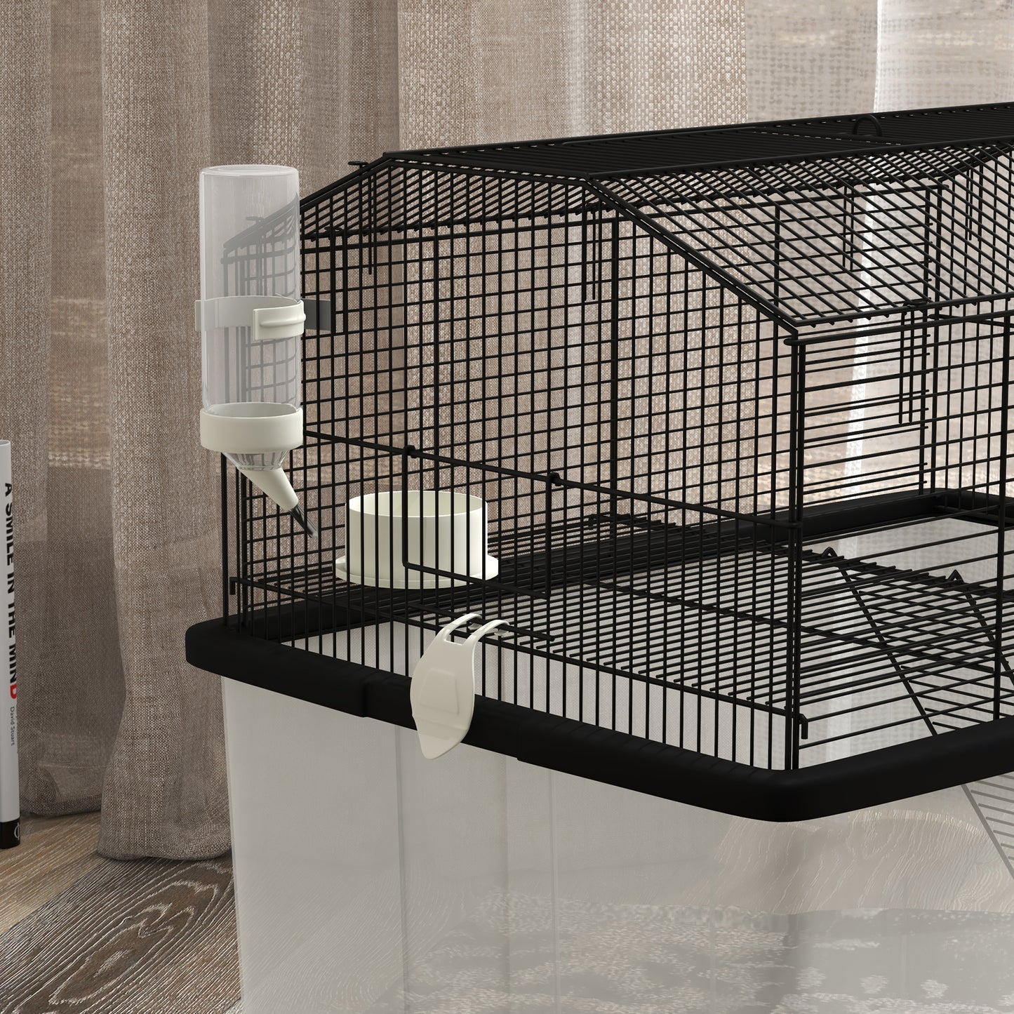PawHut Two-Tier Gerbil Cage, Hamster Cage for Dwarf Hamster w/ Wheels, Deep Bottom, Food Dish, Water Bottle