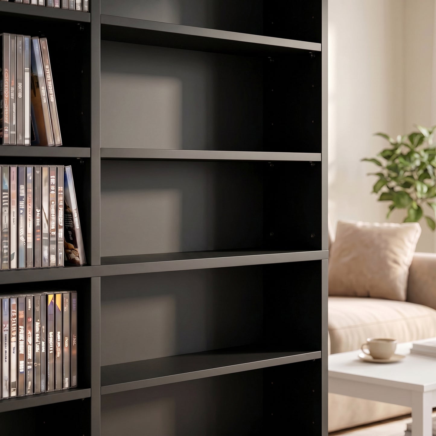 HOMCOM 1032 CD/594 DVD Storage Unit, Blu-ray Media Storage Shelf with 24 Compartments and 18 Adjustable Shelves, Black