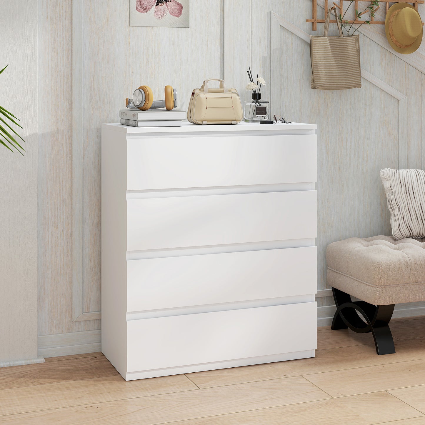 HOMCOM Chest of Four Drawers - White