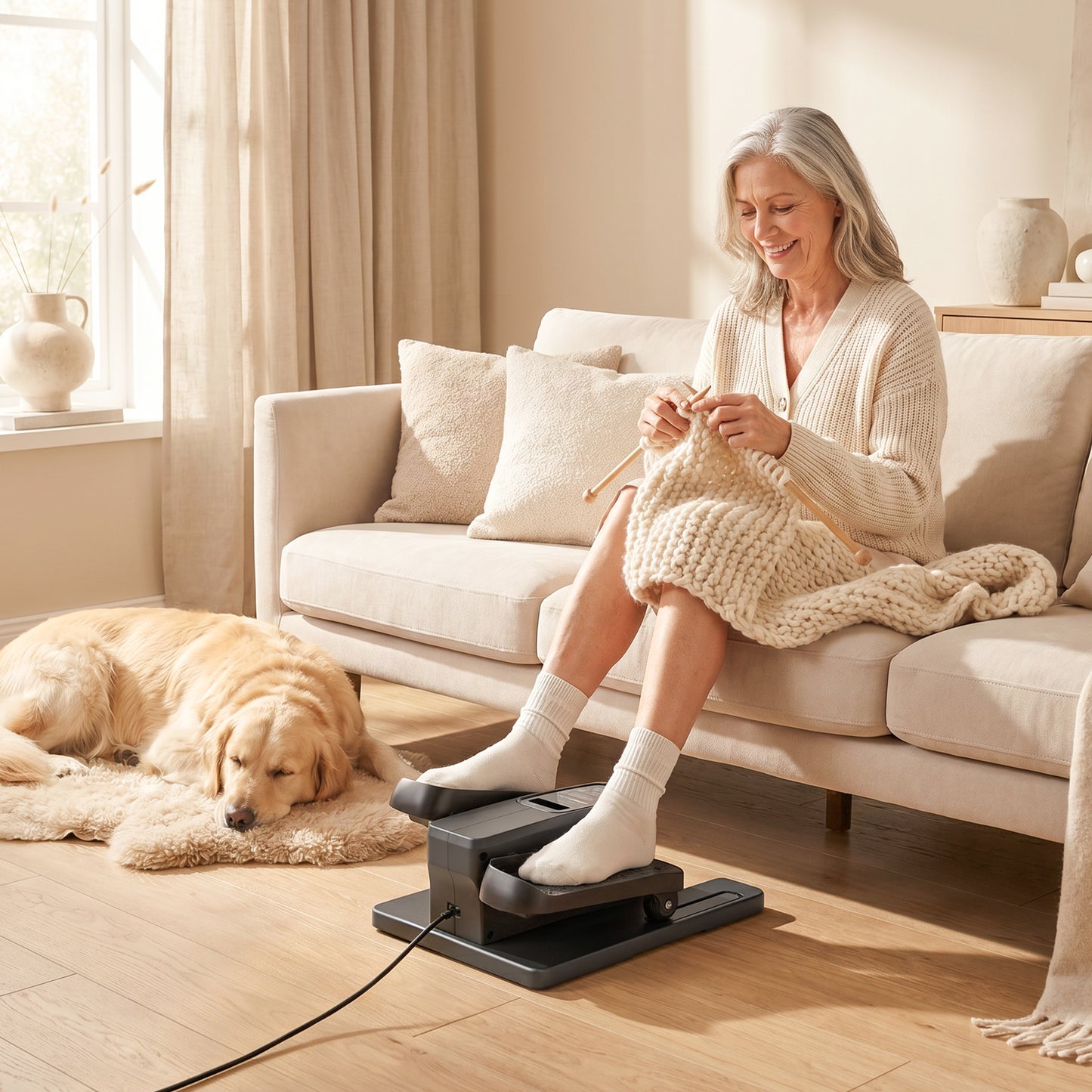 SPORTNOW Under Desk Elliptical Machine with Manual & Auto Modes, 12 Adjustable Speed, Remote Control & LED Monitor for Home