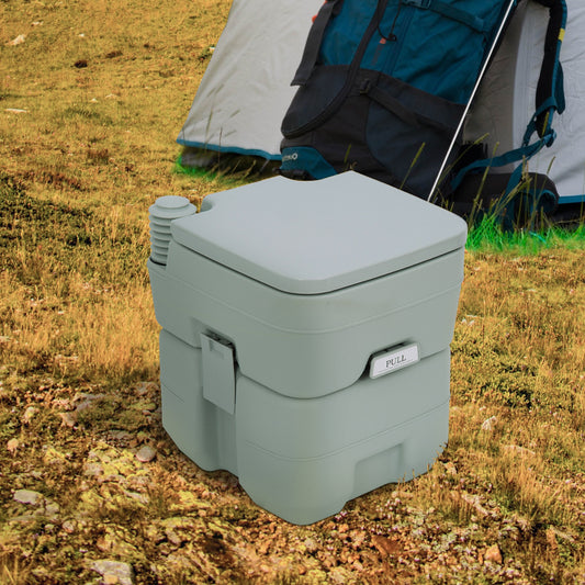 Outsunny Portable Camping Toilet, 20L Flushable Porta Potty Portaloo with 2 Detachable Tanks, Flush and Double Seal Valve for Outdoor Camping Hiking Travel Caravan