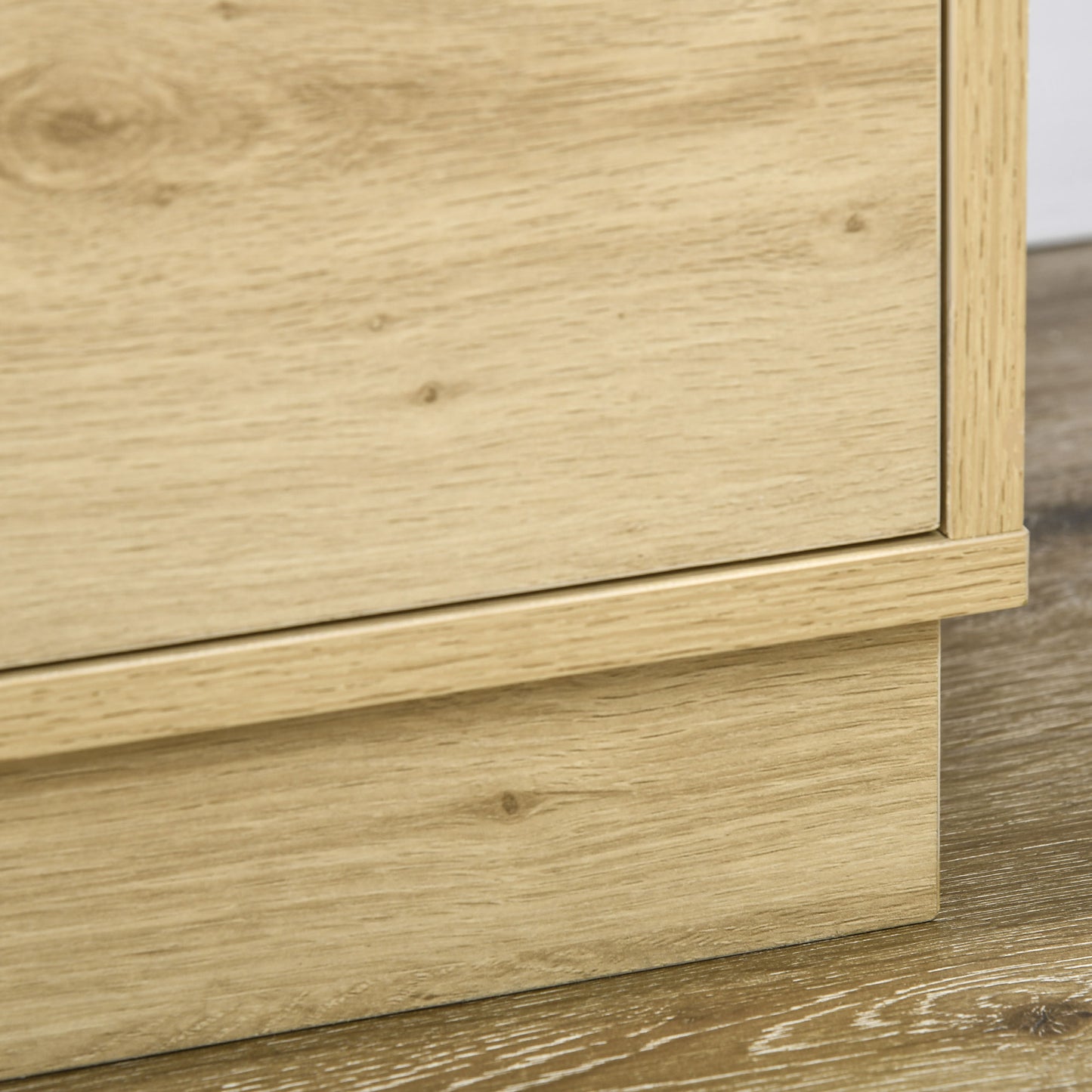 HOMCOM Chest of Four Rattan Weave Panel Drawers - Wood-Effect