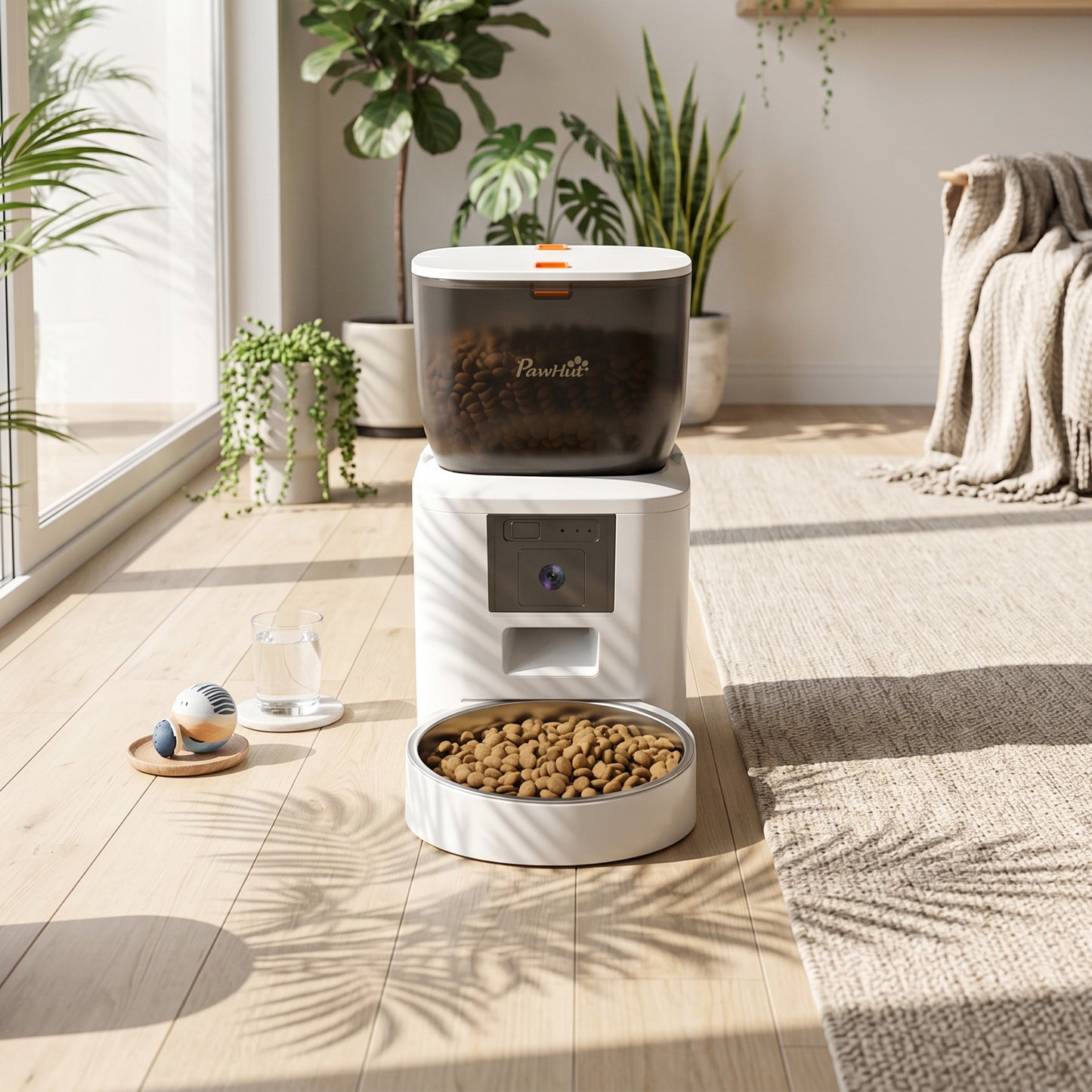 PawHut Automatic Cat Feeder with Camera, 2.4G WiFi, APP Control 4L Pet Feeder 1-10 Meals with 2-Way Audio, Dual Power Supply