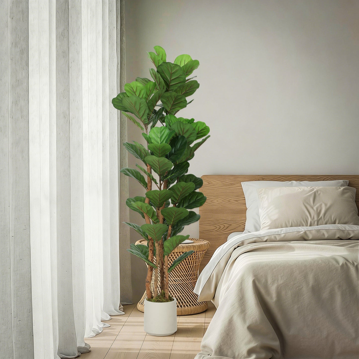 HOMCOM 150cm Artificial Fiddle Leaf Fig Tree - Green