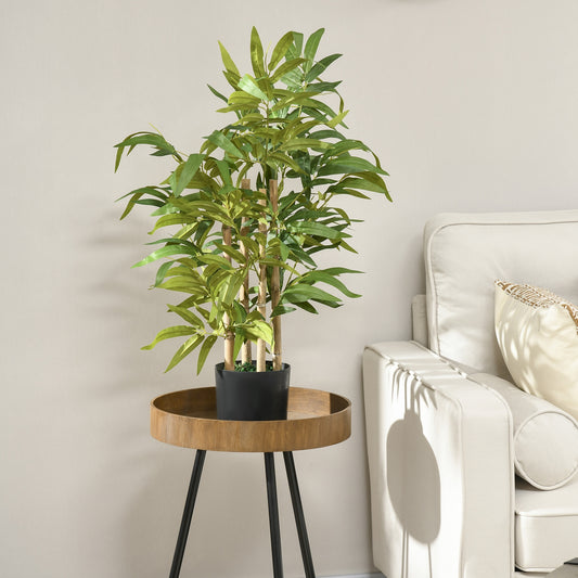 HOMCOM Artificial Plants Bamboo Tree in Pot Desk Fake Plants for Home Indoor Decor, 15x15x60cm, Green