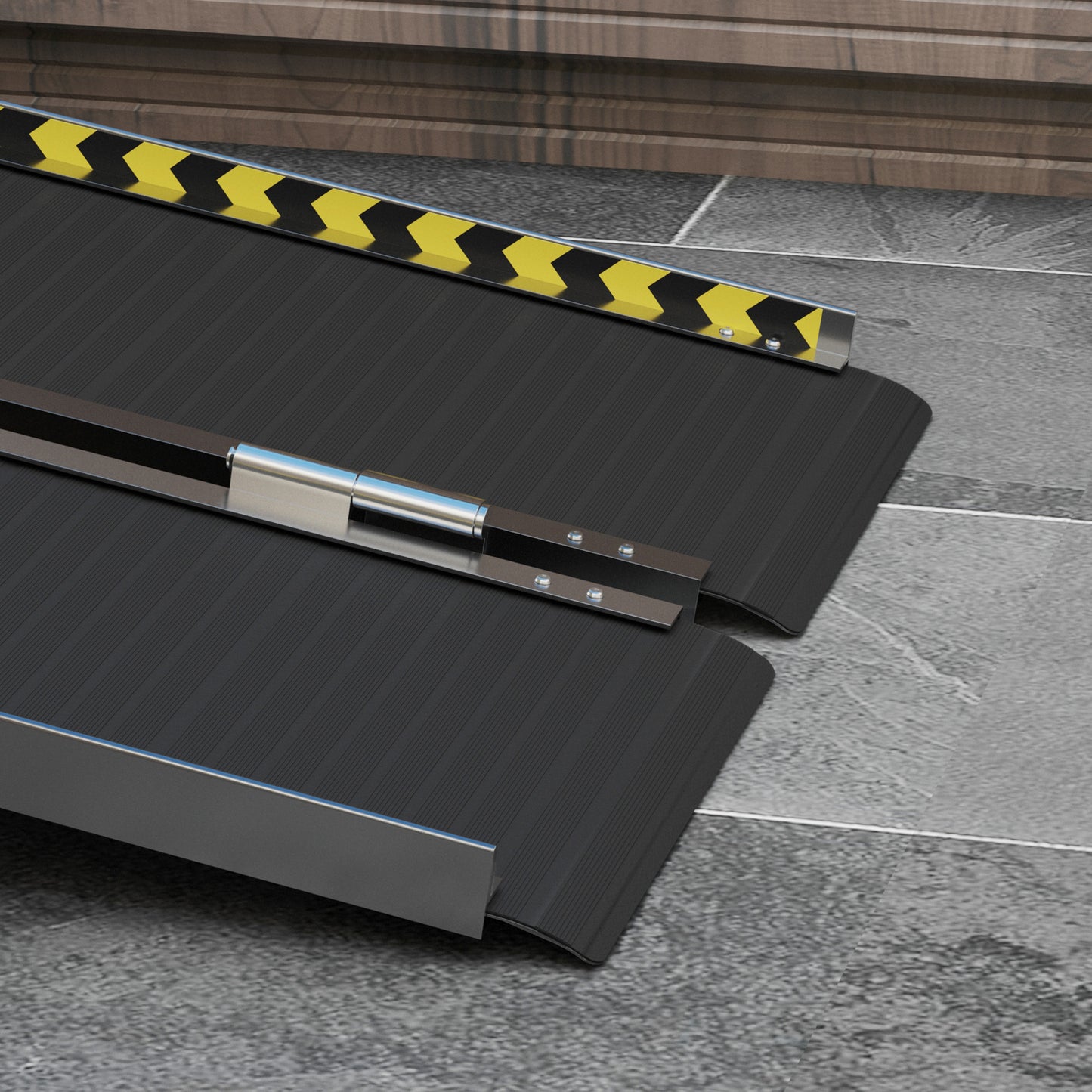 HOMCOM Wheelchair Ramp, 122L x 73Wcm, 272KG Capacity, Folding Aluminium Threshold Ramp with Non-Skid Surface, Transition Plates Above and Below for Home, Steps, Stairs, Curbs, Doorways