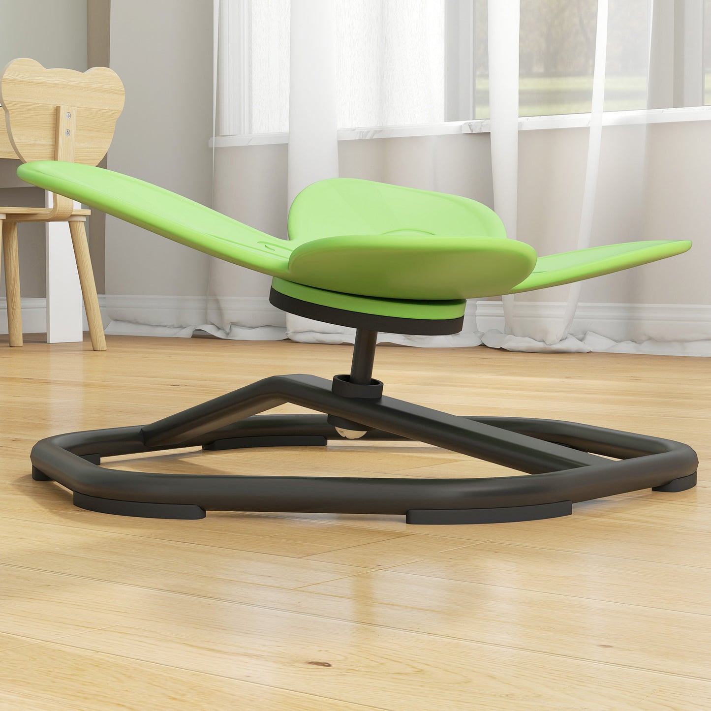 AIYAPLAY Butterfly-Shaped Kids Swivel Chair, Sensory Spinning Chair for Balance and Coordination Training, Green
