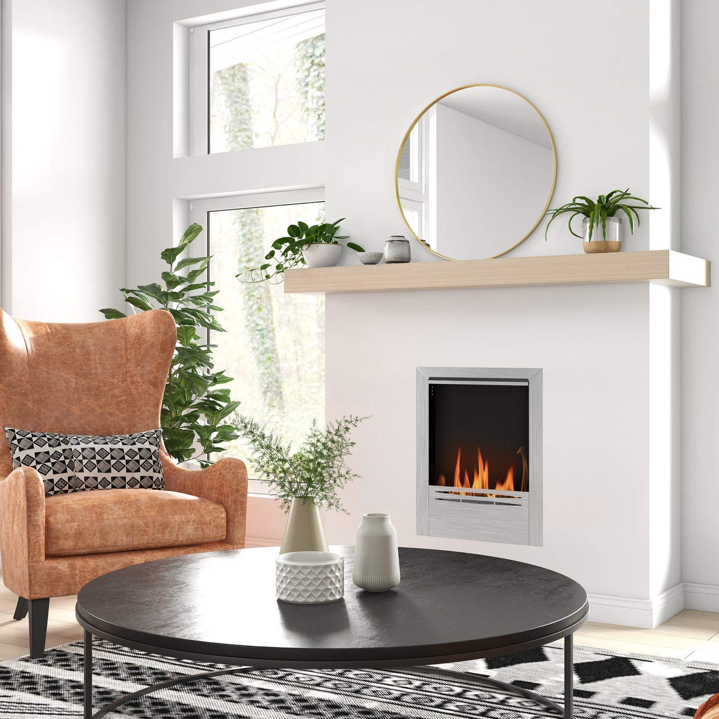 HOMCOM Stainless Steel Bioethanol Fire - Silver Tone