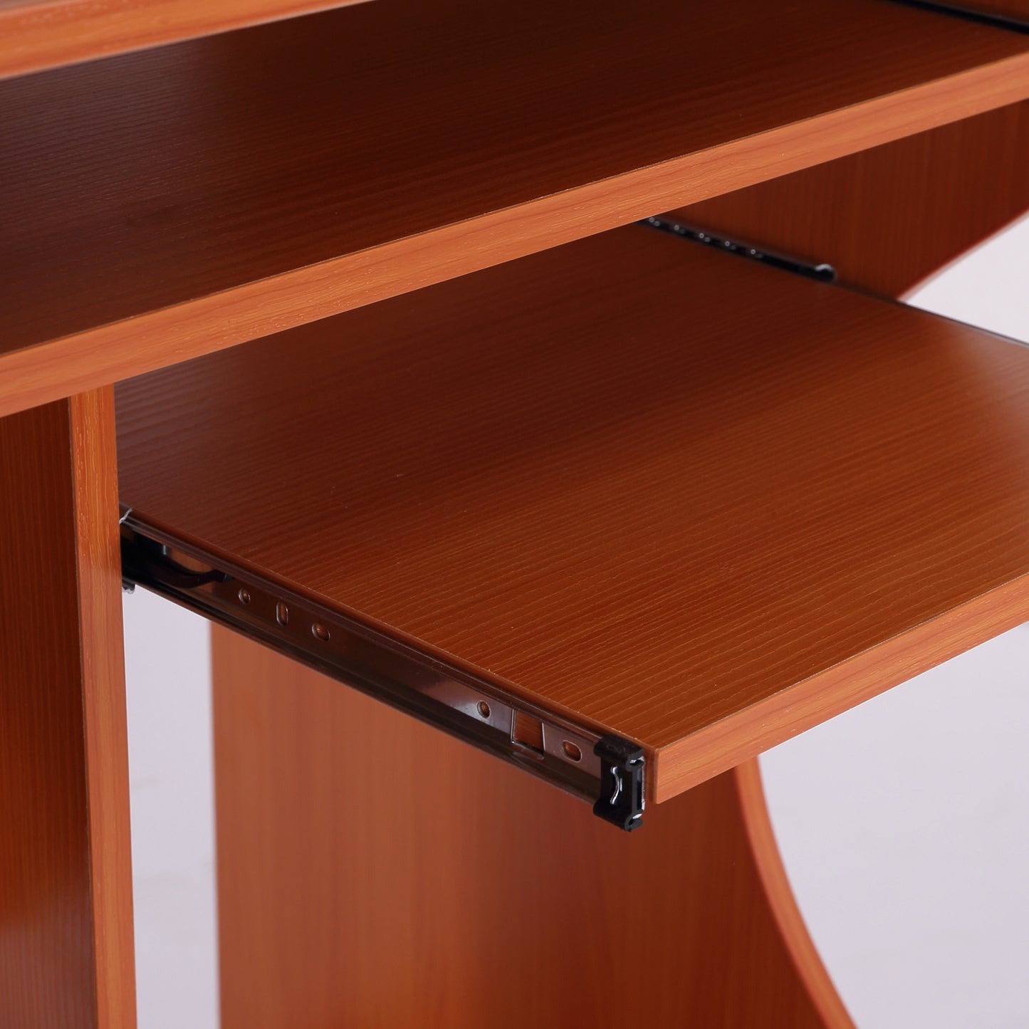 HOMCOM Multi-Storage Compact Work Desk, with Wheels - Cherry Wood Colour--ChewyGames-ChewyGames