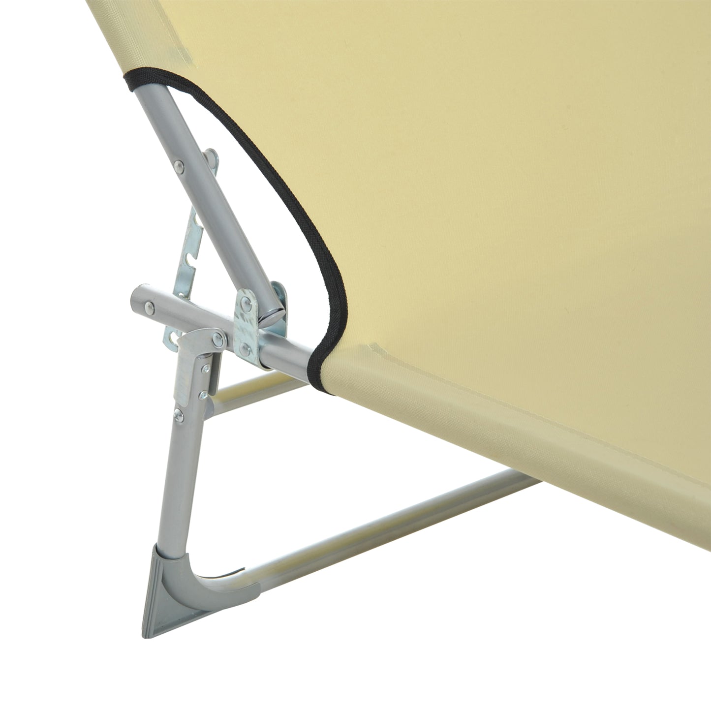 Outsunny Reclining Sun Lounger Chair Folding Camping Bed with 4-Position Adjustable Backrest, for Travel Indoor Outdoor Office Fishing, Beige--ChewyGames-ChewyGames