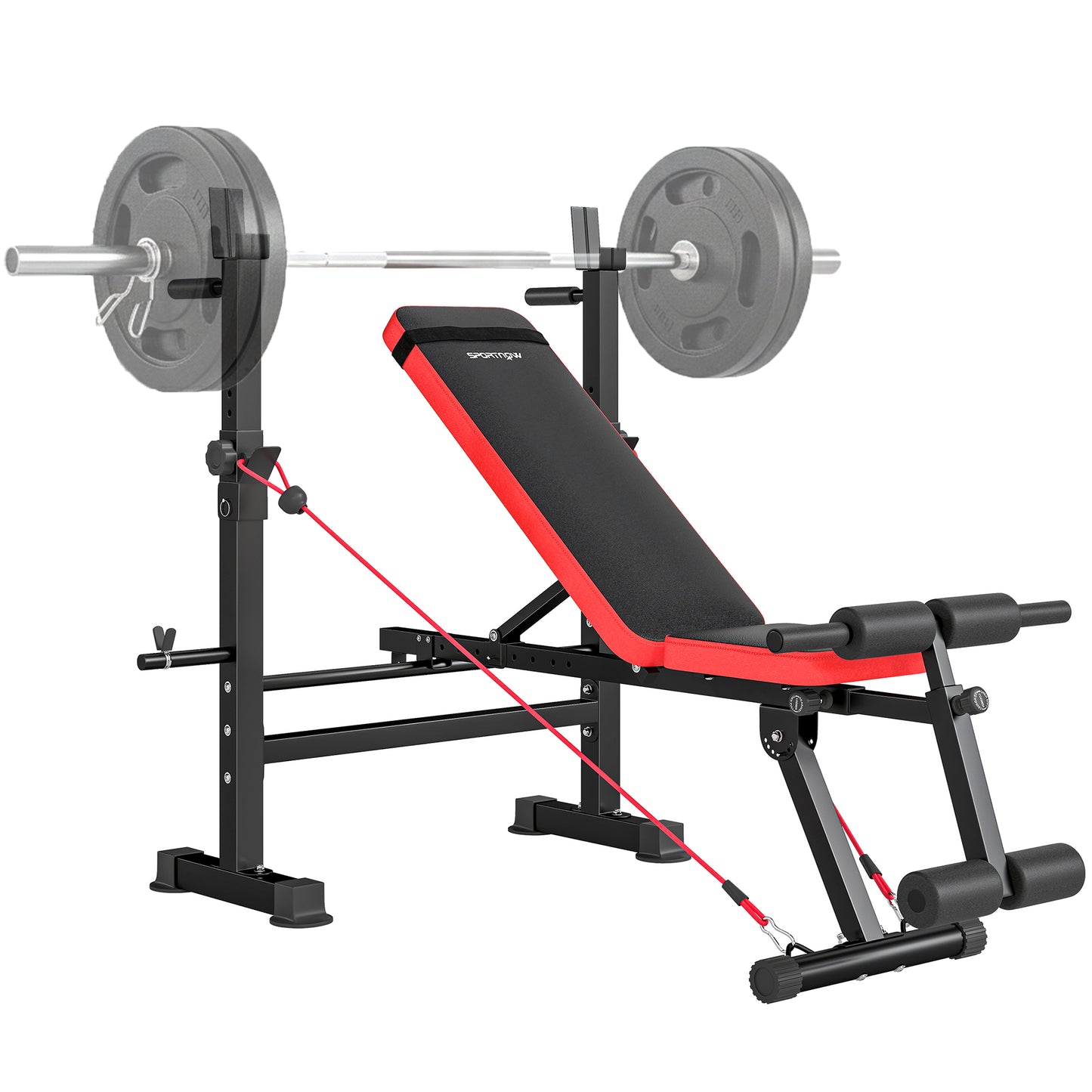SPORTNOW Adjustable Weight Bench with Squat Rack and Dip Stand
