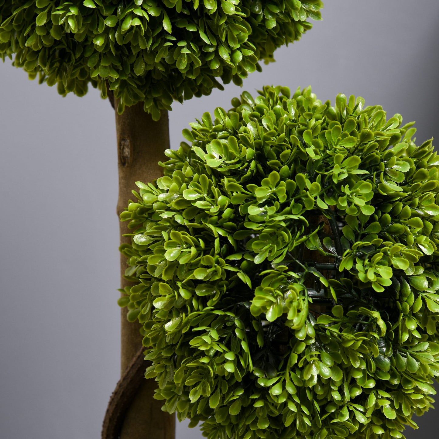 HOMCOM Decorative Artificial Plants Set of 2, Boxwood Ball Topiary Trees in Pot Fake Plants for Home Indoor Outdoor Decor, 90 cm, Dark Green