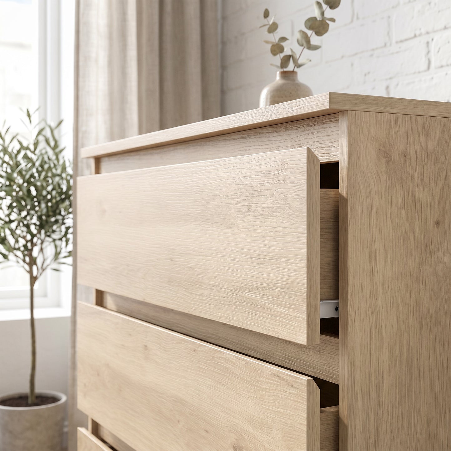 HOMCOM 3-Drawer Storage Organiser Unit, Chest of Drawers for Bedroom, Living Room, 80 x 39 x 73cm, Oak