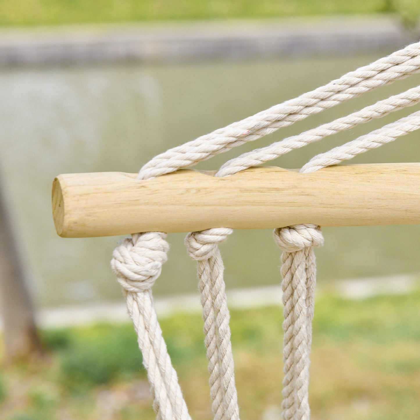 Outsunny Hanging Hammock Chair Swing Chair Thick Rope Frame Safe Wide Seat Indoor Outdoor Home, Patio, Yard, Garde Spot Stylish Multi-Color Stripe--ChewyGames-ChewyGames