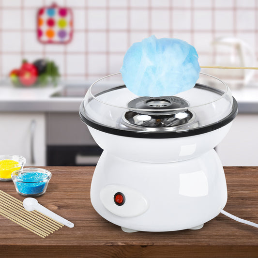 HOMCOM 450W Candy Floss Machine, Professional Automatic Cotton Candy Sweet Machine with Candyfloss Sticks, Spoon, Splash Guard, Non-Slip Base for Birthday Christmas Wedding Party, Funfair Style, White-Cotton Candy Machines-ChewyGames-ChewyGames