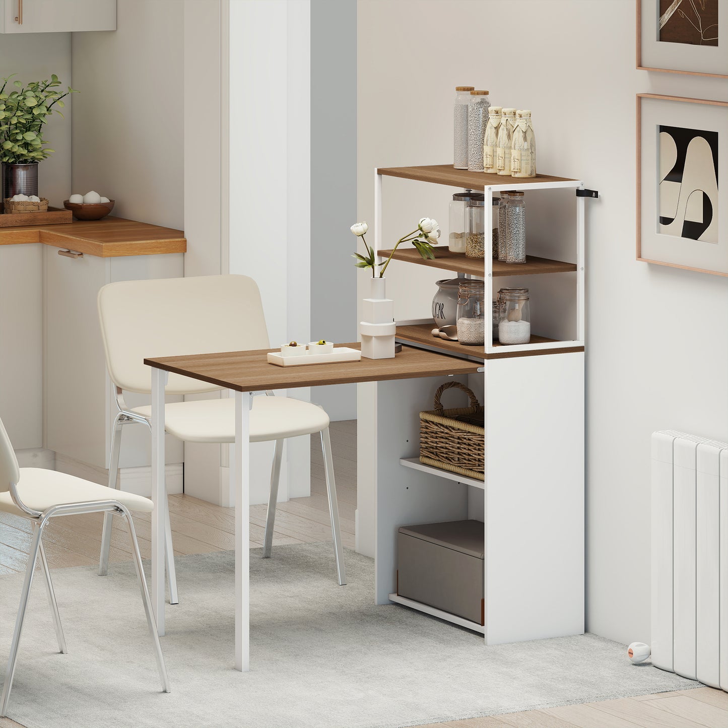 HOMCOM Folding Shelf and Work Table - Natural