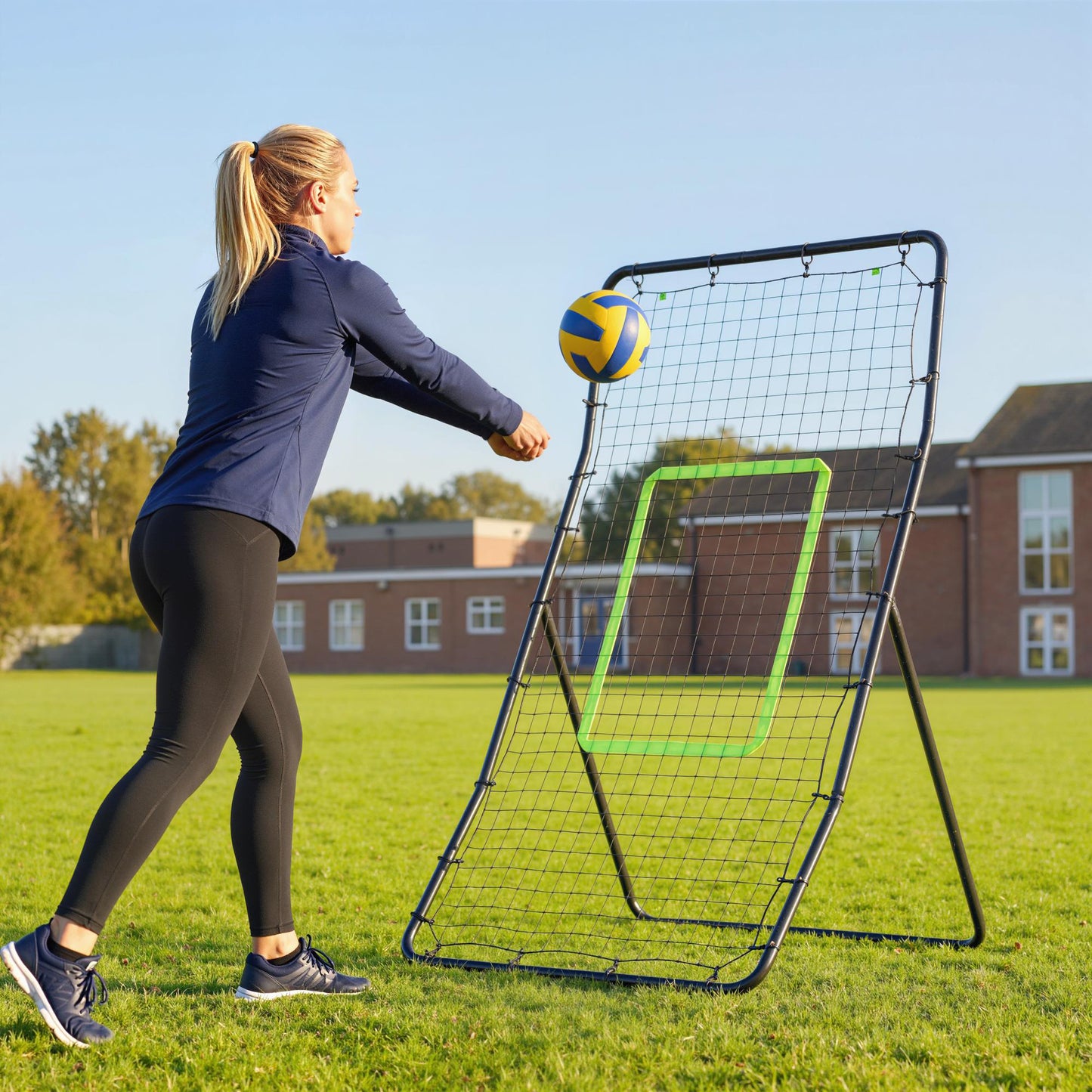 HOMCOM Rebounder Net Playback Game Spot Target Ball Rebounders Training Equipment Play Teaching
